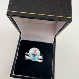 Bomb Party Three Suitors, One Prize Ring RG36189 Baby Sky Blue Topaz Rhodium